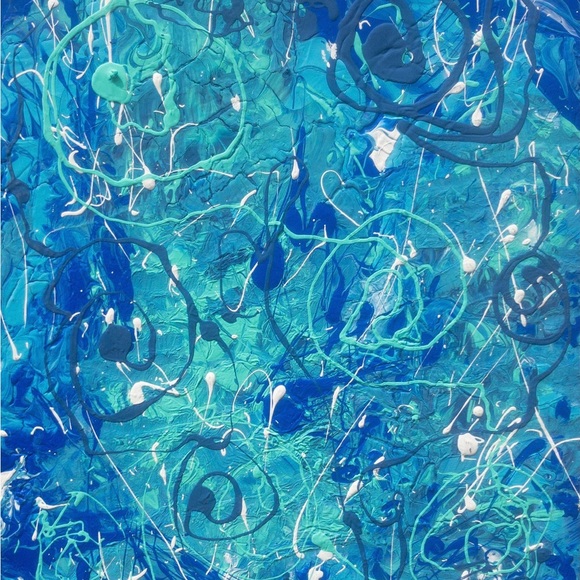 Water, medium size, stunning, abstract art, swirly design, original art painting - Picture 4 of 5
